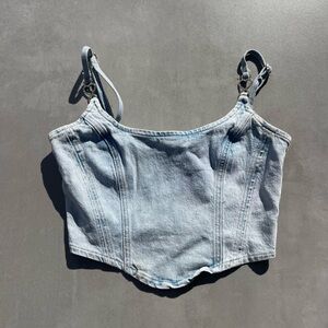 Light Blue Denim Corset Top by Bershka